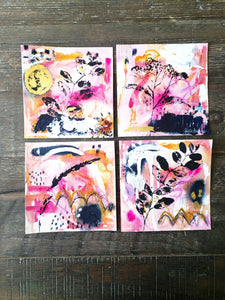 Hope & Peace Collection, 6x6 inches, no.1 Pink & Gold Leaf, Original painting
