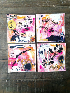 Hope & Peace Collection, 6x6 inches, no. 3 Pink & Gold Leaf, Original Painting