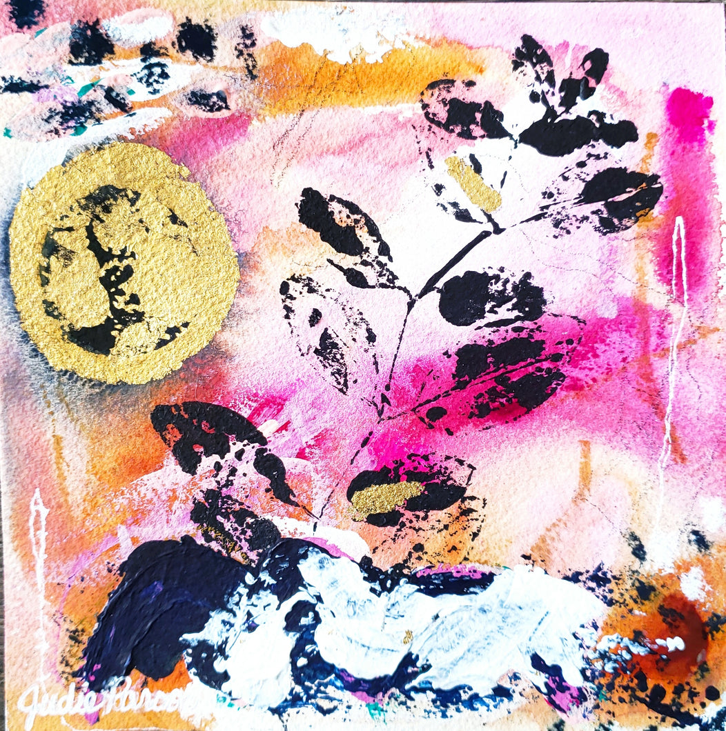 Hope & Peace Collection no.1 Pink & Gold Leaf, Original painting