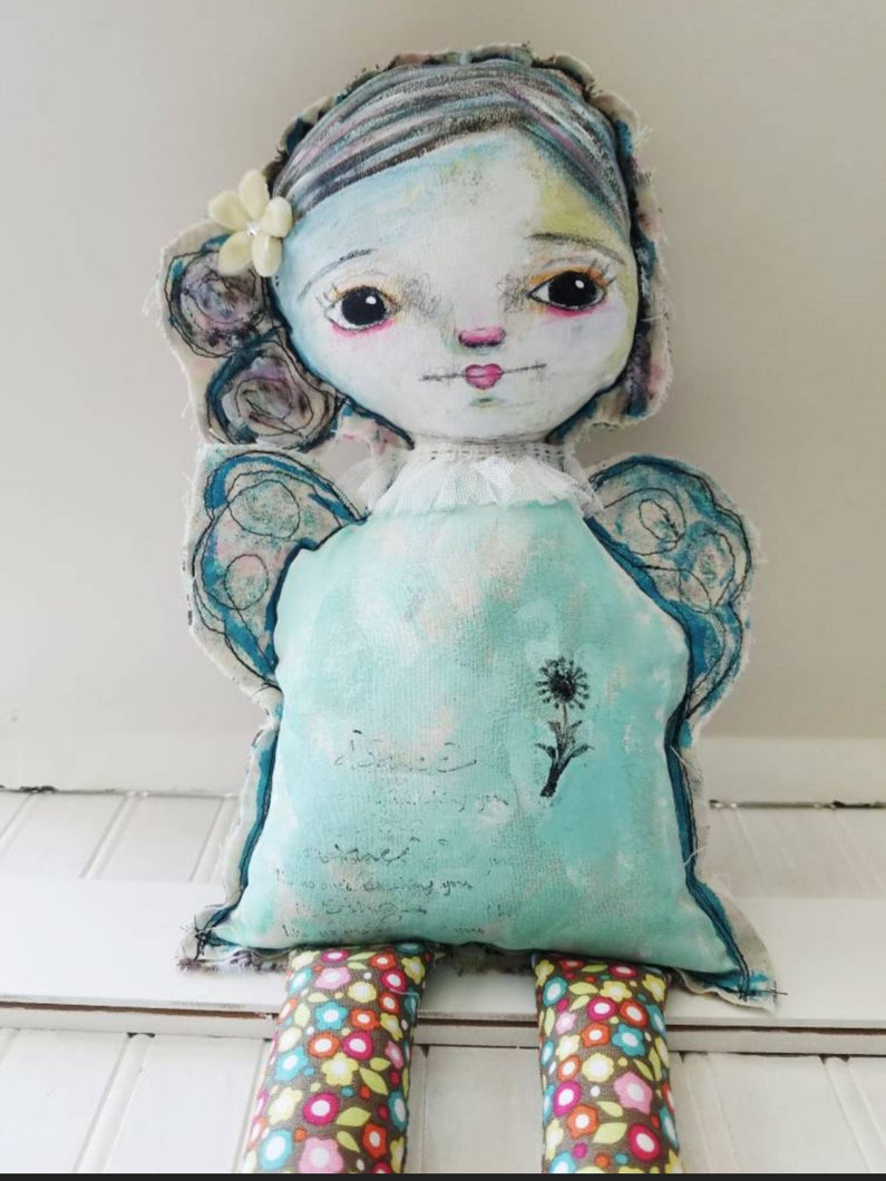 Angel art doll, cloth doll, Emme, 15 inches